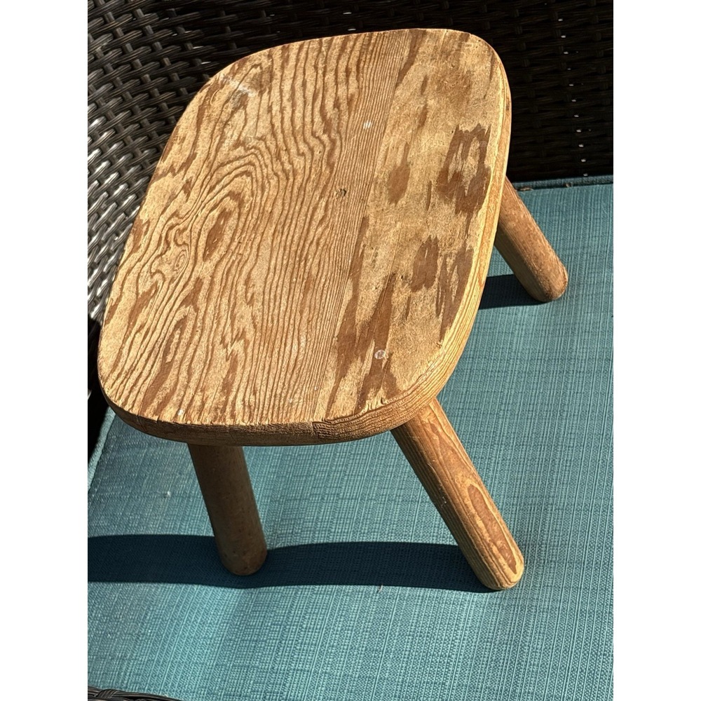 Vintage Natural Solid Wood Step Stool Plant Stand Foot Stool MCM Minialmalist - Picture 2 of 7